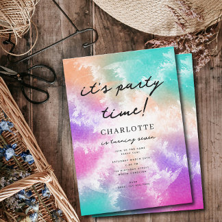 Gefärbte Krawatte Pastell Rosa Orange Aquamarin Li Einladung