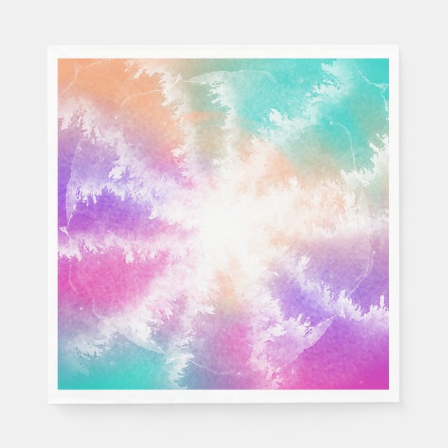Gefärbte Krawatte Pastell Wasserfarbe Rosa Orange  Serviette (Vorderseite)