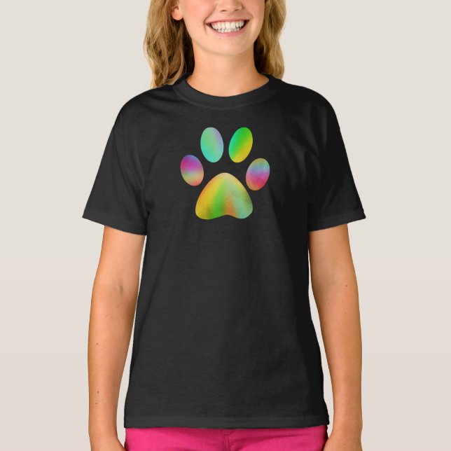 gefärbte Krawatte Paw Print T-Shirt (Vorderseite)