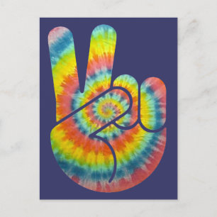 gefärbte Krawatte Peace Hand Postkarte