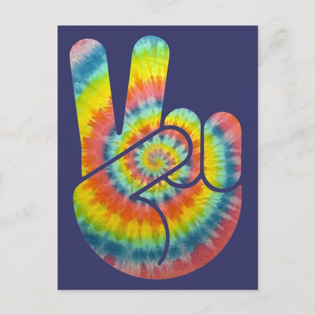 gefärbte Krawatte Peace Hand Postkarte (Vorderseite)