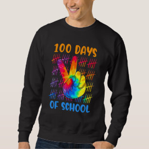 Gefärbte Krawatte Peace Hand Signing 100 Tage der Sweatshirt