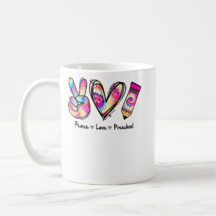Gefärbte Krawatte Peace Liebe and Preschool Girl B Kaffeetasse