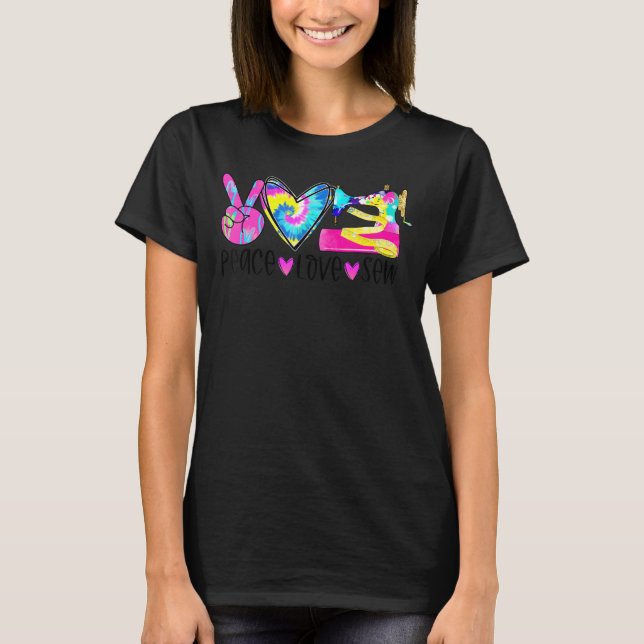 Gefärbte Krawatte Peace Liebe Nähen Funny Quilter  T-Shirt (Vorderseite)