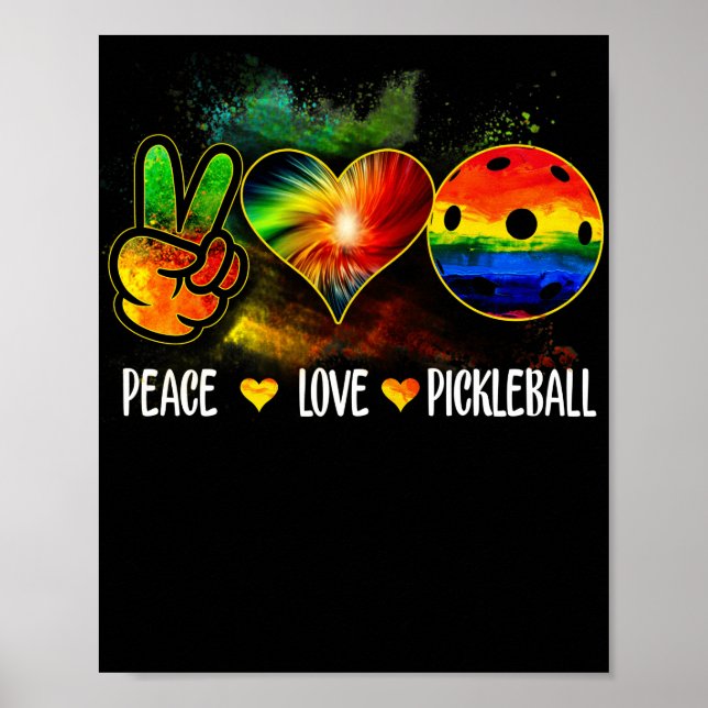 Gefärbte Krawatte Peace Liebe Pickleball Picklebal Poster (Vorne)