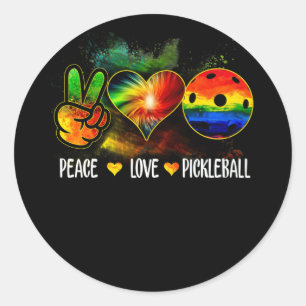 Gefärbte Krawatte Peace Liebe Pickleball Picklebal Runder Aufkleber