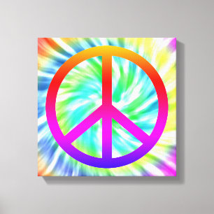 Gefärbte Krawatte Peace Sign Canvas Print Leinwanddruck