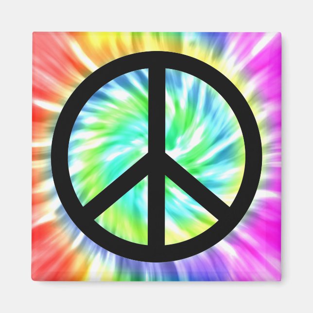 Gefärbte Krawatte Peace Sign Design Magnet (Vorne)