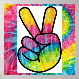 Gefärbte Krawatte Peace sign Poster