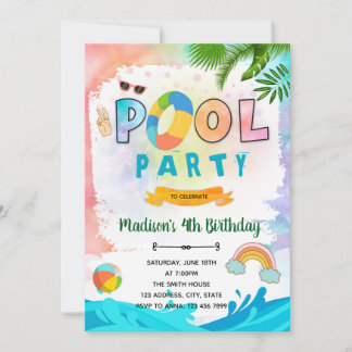 Gefärbte Krawatte-Pool-Einladung Einladung