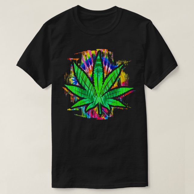 Gefärbte Krawatte Pot Leaf Pothead Rauchen Weed Hi T-Shirt (Design vorne)
