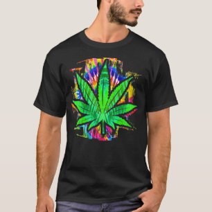 Gefärbte Krawatte Pot Leaf Pothead Rauchen Weed Hi T-Shirt