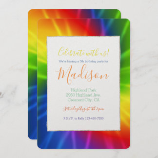Gefärbte Krawatte Rainbow Birthday Einladung
