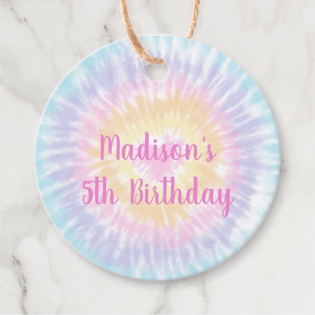Gefärbte Krawatte Rainbow Boho Hippie Birthday Vie Geschenkanhänger (Vorderseite)