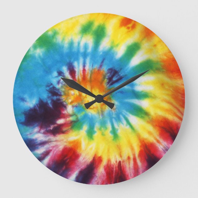 GEFÄRBTE KRAWATTE RAINBOW GROßE WANDUHR (Vorderseite)