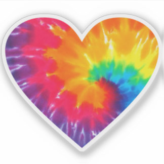 Gefärbte Krawatte Rainbow Heart Vinyl Aufkleber