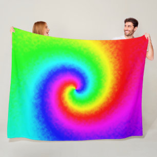 Gefärbte Krawatte Rainbow Swirl Hippie Boho Chic Fleecedecke