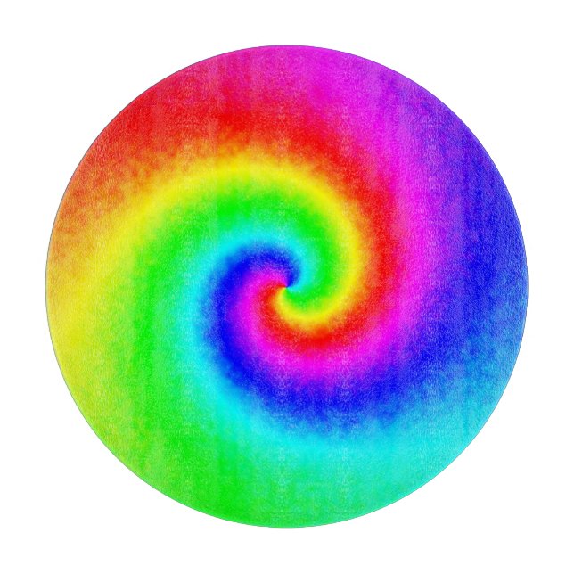 Gefärbte Krawatte Rainbow Swirl Hippie Boho Chic Schneidebrett (Vorderseite)
