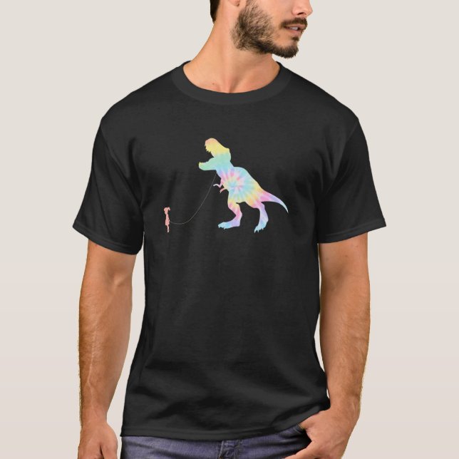 Gefärbte Krawatte Rex Dinosaurier Haustier auf ein T-Shirt (Vorderseite)