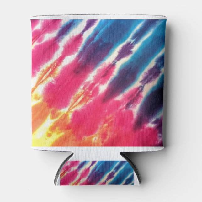 Gefärbte Krawatte Rosa Blau lila gelb Dosenkühler (Vorderseite)