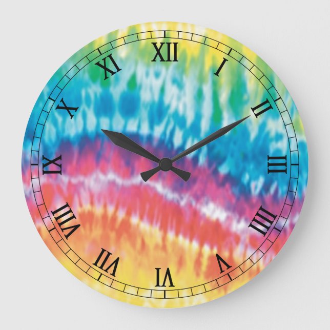 Gefärbte Krawatte Runde römische Zahlen Uhr (Vorderseite)