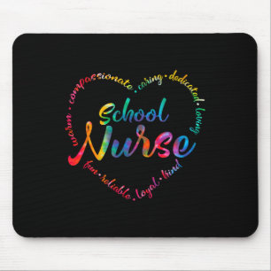 Gefärbte Krawatte School Nurse Heart Word Krankenp Mousepad