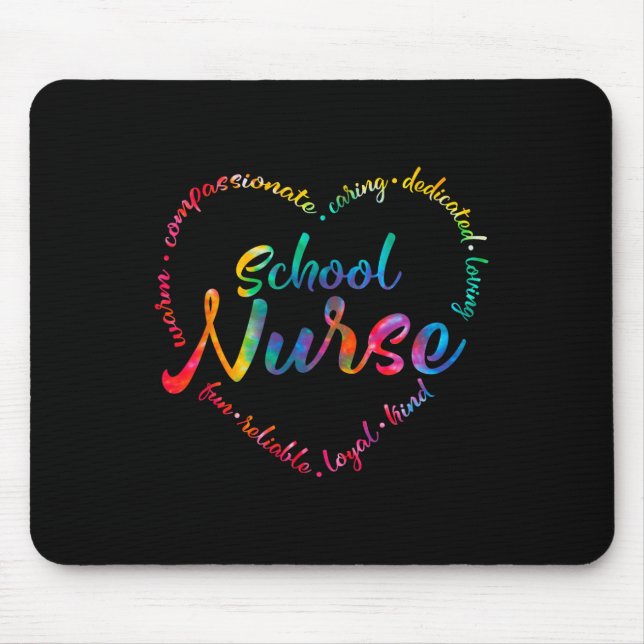 Gefärbte Krawatte School Nurse Heart Word Krankenp Mousepad (Vorne)