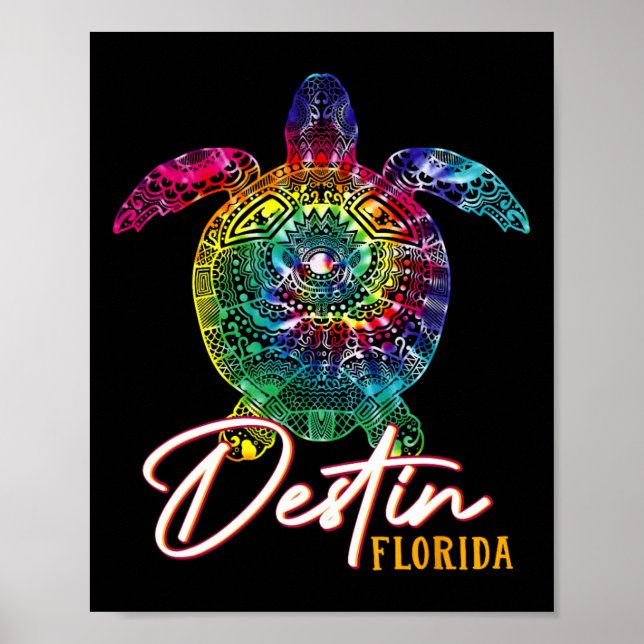 Gefärbte Krawatte Sea Turtle Florida Matching Fami Poster (Vorne)