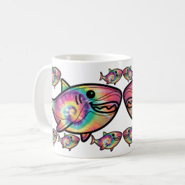 Gefärbte Krawatte Shark: Ein farbenfroher Wasserko Kaffeetasse