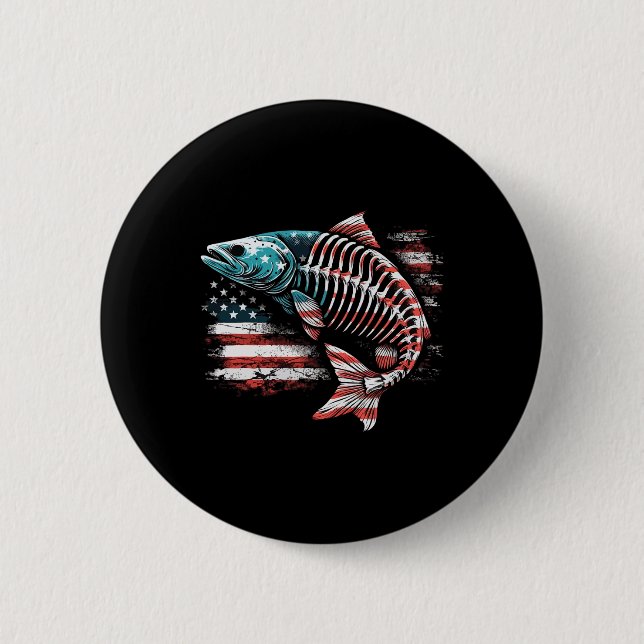 Gefärbte Krawatte Skeleton Lachs American 4th July Button (Vorderseite)