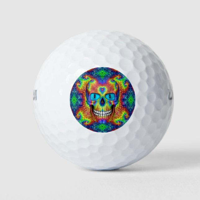 Gefärbte Krawatte Skull Dead Zombie Untote Golfbäl Golfball (Vorderseite)