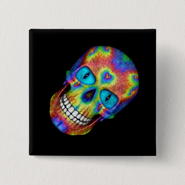 Gefärbte Krawatte Skull Dead Zombie Untote Tasten  Button (Vorderseite)