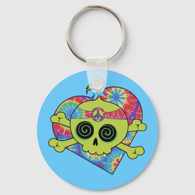 Gefärbte Krawatte Skull Schlüsselanhänger (Vorderseite)