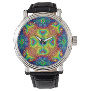 Gefärbte Krawatte Sky Vintages Fraktal Kaleidosko Armbanduhr