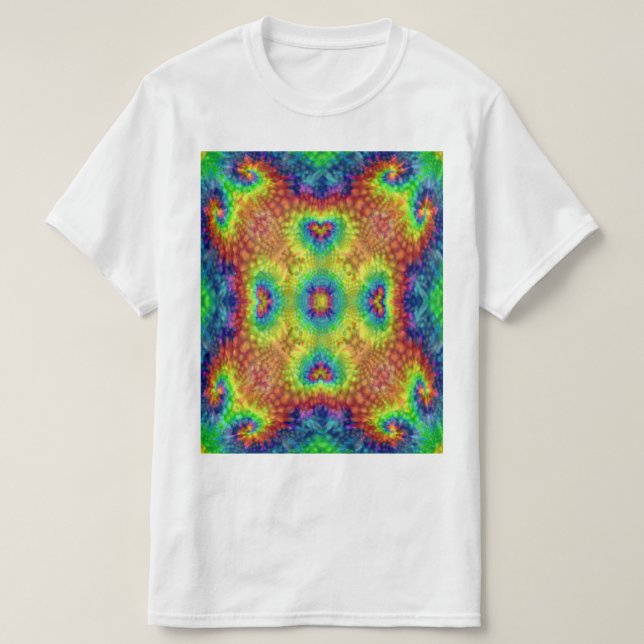 Gefärbte Krawatte Sky Vintages Fraktal Kaleidoskop T-Shirt (Design vorne)