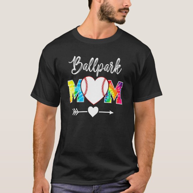Gefärbte Krawatte Softball Mama Muttertag Ballpark T-Shirt (Vorderseite)