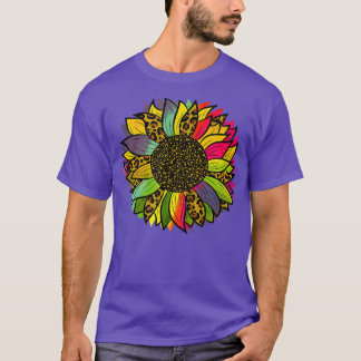 Gefärbte Krawatte Sonnenblume Leopard Blume Power  T-Shirt