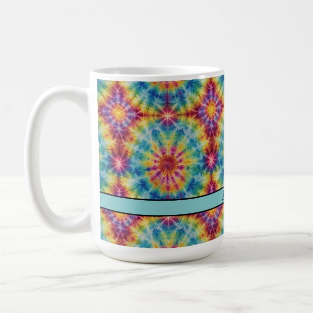 Gefärbte Krawatte Spiral in Magenta Print 15 oz Ka Kaffeetasse (Links)