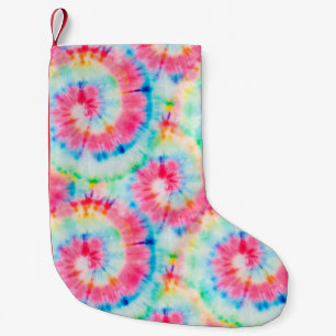 gefärbte Krawatte Spiral. Schöne Wasserfarbe Kunst Kleiner Weihnachtsstrumpf