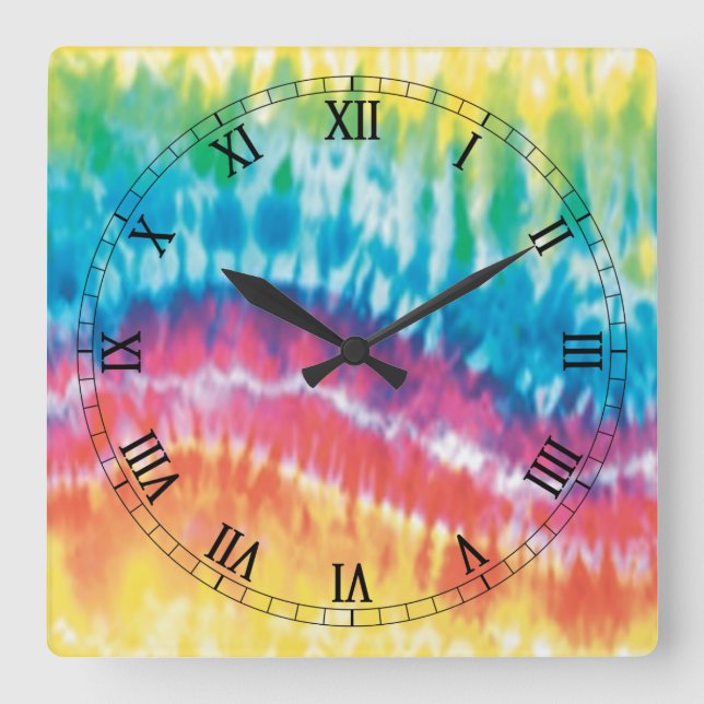 Gefärbte Krawatte Square römische Zahlen Uhr (Vorderseite)
