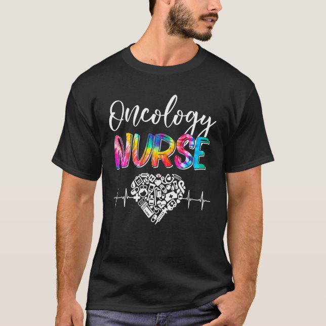 Gefärbte Krawatte Stethoscope Onkology Nurse Day N T-Shirt (Vorderseite)