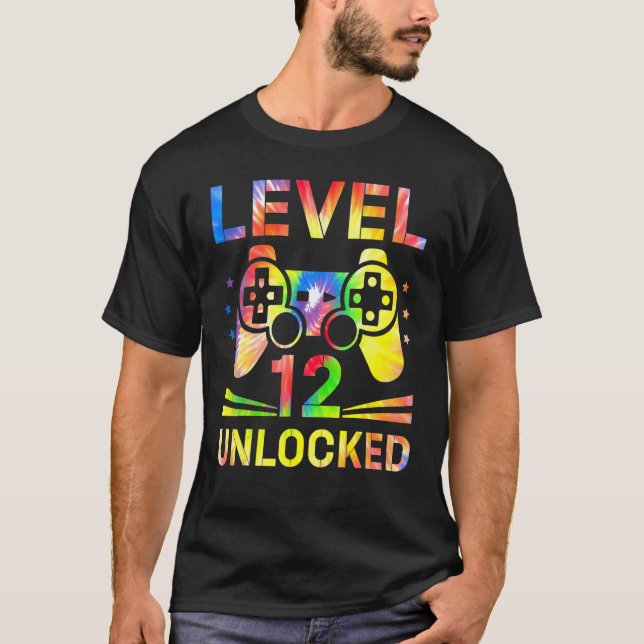 Gefärbte Krawatte Stufe 12 Unverriegelter Gamer 12 T-Shirt (Vorderseite)