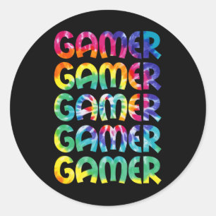 Gefärbte Krawatte Style Gaming Video Game Men Boys Runder Aufkleber