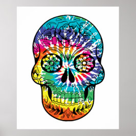 Gefärbte Krawatte Sugar Skull Dia De Los Muertos Poster