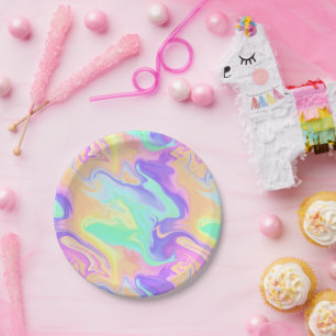 Gefärbte Krawatte Swirl Marble Retro Groovy Pappteller