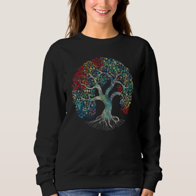 Gefärbte Krawatte Tree of Life Wiccan Art Künstler Sweatshirt (Vorderseite)