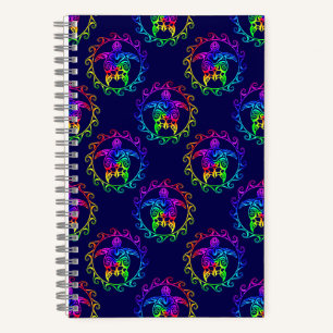 Gefärbte Krawatte Tribal Turtle Moari Sun Blue Notizbuch