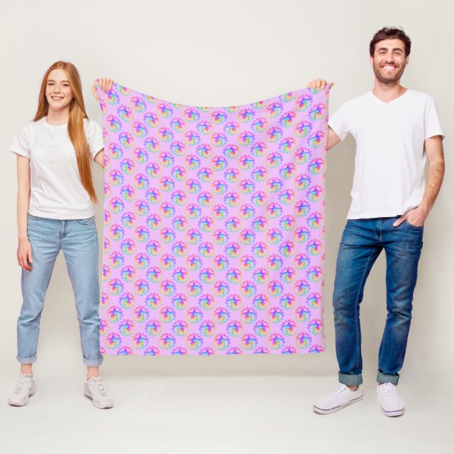 Gefärbte Krawatte Tribal Turtle Moari Sun Pink Fleecedecke (Beispiel)