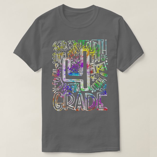Gefärbte Krawatte Typografie Viertklässler Kids Ba T-Shirt (Design vorne)