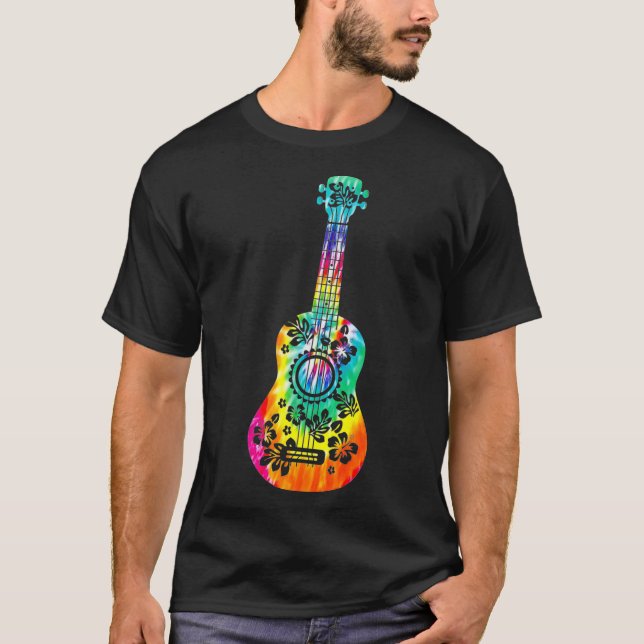 Gefärbte Krawatte Ukulele Player Hawaiian Musician T-Shirt (Vorderseite)